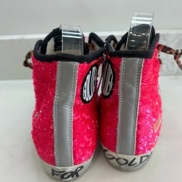 GOLDEN GOOSE Francy High Top Chuck Style Pink Sparkles Size 39 IT 9 US RARE - Picture 3 of 11
